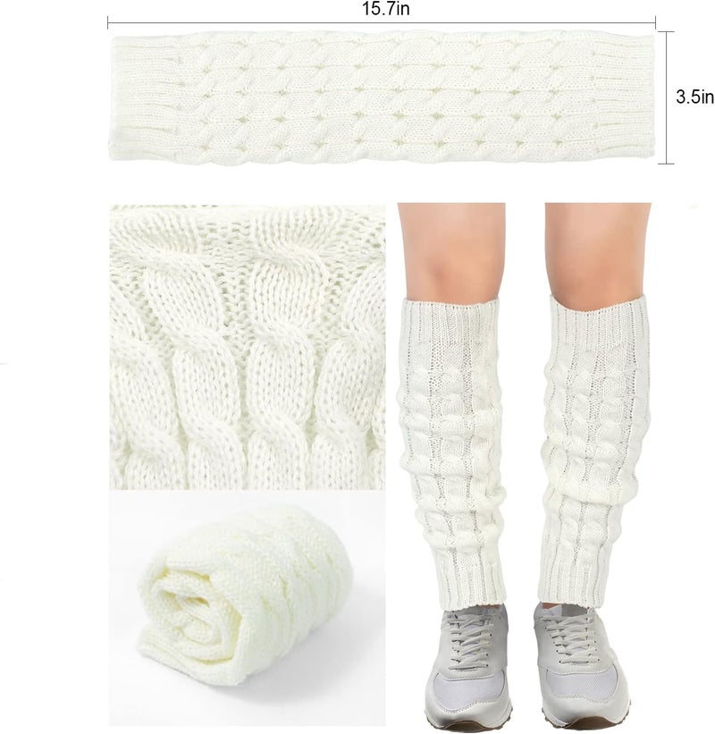 Junely Leg Warmers for Women 80s Cable Knit Leg Warmer for Ballet Dance Figure Skating Yoga Party Junior Neon Long Socks - Image 5
